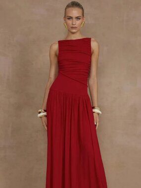 Runaway Nalla Maxi cherry red dress